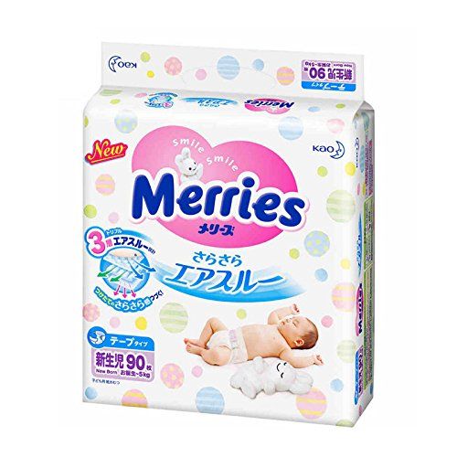 kao 메리즈 테이프타입 사라사라 에어스루 신생아용 (~5kg) 90장