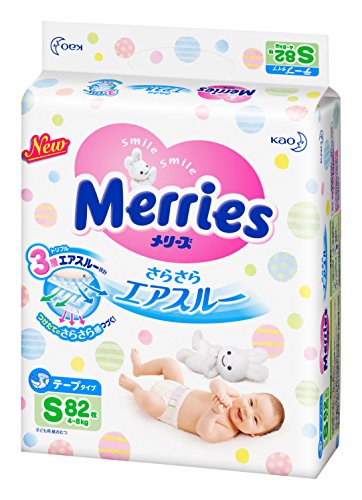 花王 Merries Merries妙而舒 舒腰貼式透氣嬰兒尿布S (4~8kg) 82片