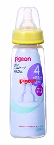 pigeon Slim bottle (with plastic silicone rubber M size round hole nipple) 240 ml