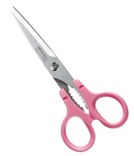 Green bell stainless handy kitchen scissors with Holder (Pink) G-2007