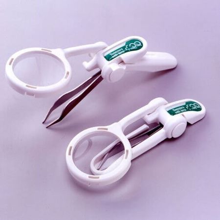 Green bell magnifying glass with tweezers (with drawstring)