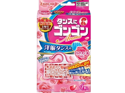大日本除蟲菊 KINCHO 衣櫃用防蟲芳香劑 4個 玫瑰花香