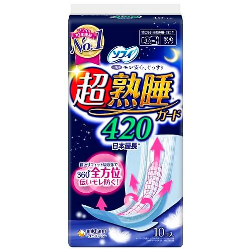unicharm SOFY/蘇菲 尤妮佳 蘇菲超級睡眠護墊 寬版 G420 (10片裝)