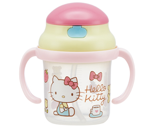 SKATER Hello Kitty 70年代 吸管雙耳學習杯 KSH2