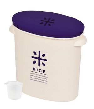 Stock remains of Japanese-made rice bin 5kg Navy Weighing rice bag with a cup RICE HB-2166