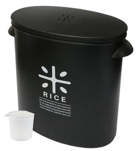 Made in Japan Rice Container 5kg Black Measuring Cup Included Rice in Bag Storage RICE HB-3434