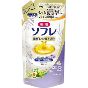 バスクリン 薬用ソフレ濃厚しっとり入浴液 詰め替え用400ml ホワイトフローラルの香り