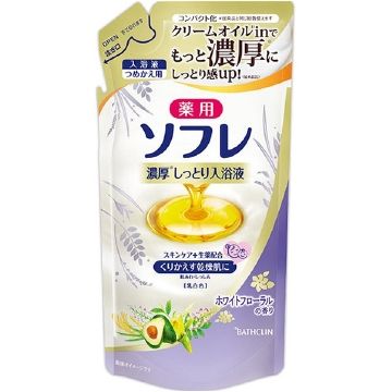 Bathclin Medicinal Sofre Rich Moist Bath Liquid Refill 400ml White Floral Scent