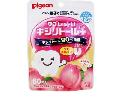Pigeon Parent and Child Teeth Care Tablet U 60 tablets, soft peach flavor