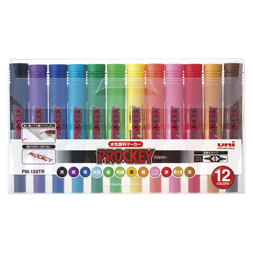 MitsubishiPencil 三菱鉛筆株式會社水性筆Purokki雙小字+粗體PM150TR 12顏色集合