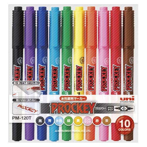 MitsubishiPencil 三菱鉛筆株式會社水性筆Purokki雙超細+小字PM120T 10顏色集合