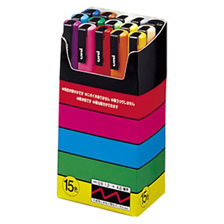 三菱铅笔 水性签字笔 Uni Posca 细圆头 PC3M 15 色套装