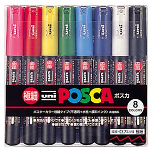 Mitsubishi Pencil Co., Ltd. aqueous pen Uni Posuka ultra-fine PC1M 8-color set
