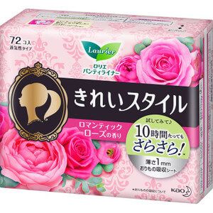 Laurier Kirei Style Pantyliners - Romantic Rose Scent, 72 Count