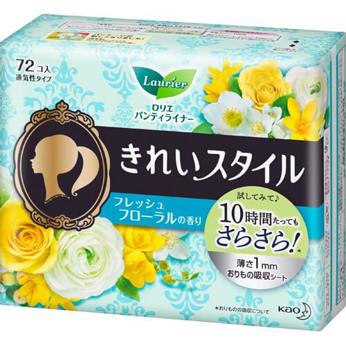 Laurier Kirei Style Pantyliners Fresh Floral Scent, 72 Count