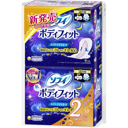unicharm 蘇菲 Body Fit 超夜用護翼衛生棉 29cm 9片裝×2包