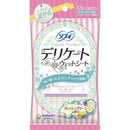 蘇菲 潔淨濕巾 清新綠茶香 12片裝