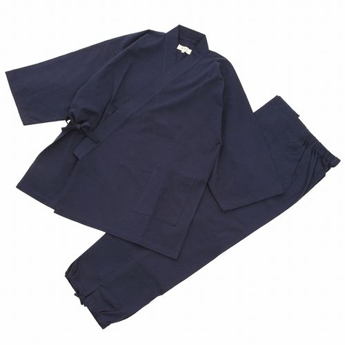 Luxury pongee weave monk's working clothes navy blue M