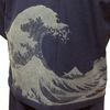 High-quality pongee woven samue, wave, navy, M