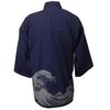 High-quality pongee woven samue, wave, navy, M