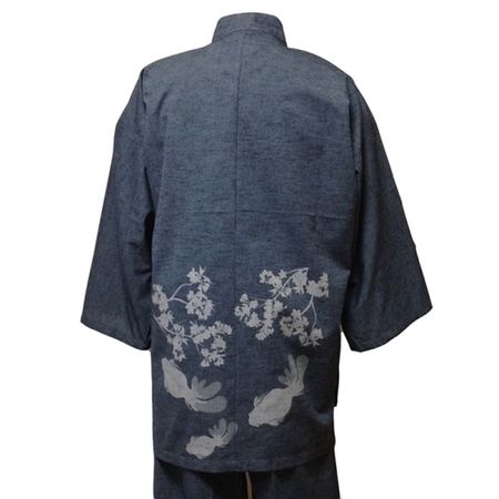 High-quality pongee woven work clothes, goldfish pattern, gray, L