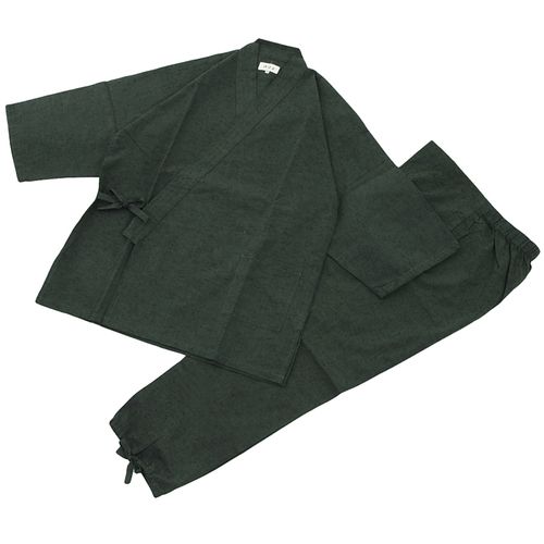 Luxury pongee weave monk's working clothes green M