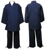 High-quality pongee woven samue, navy blue, L