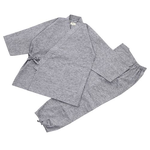 Luxury pongee weave monk's working clothes light gray M