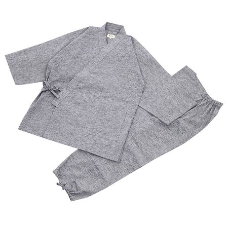High-quality pongee woven samue, light gray, size LL
