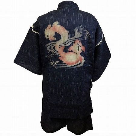 Shijira-woven Jinbei Goldfish and Milky Way (Black) LL