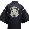 Shijira weave discharge dyed jinbei (front facing cat, grey) LL