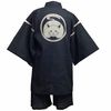 Shijira weave discharge dyed jinbei (front facing cat, grey) LL