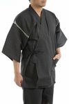 Shijira-woven discharge-dyed jinbei, dancing cranes, gray, L