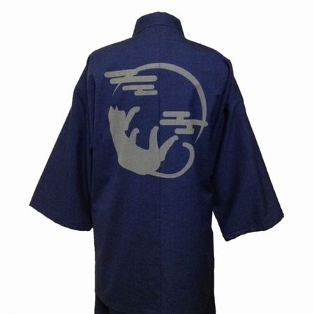 High-quality pongee woven work clothes, crescent moon cat, blue and navy, L