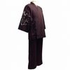 Soft plain weave work clothes with cherry blossoms on sleeves (brown) LL