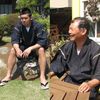 Shijira-woven Jinbei Carp Climbing a Waterfall (Black) M