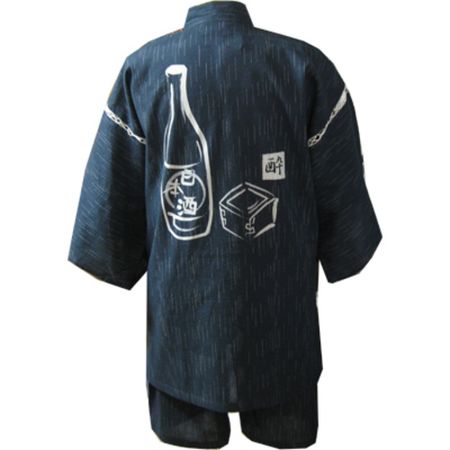 Shijira-woven Jinbei Sake (Black) M