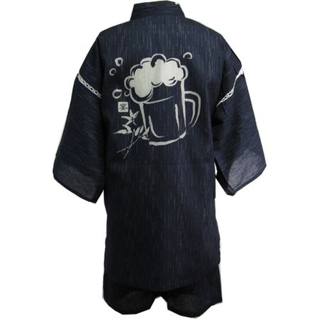 Shijira-woven Jinbei Beer and Party (Black) M