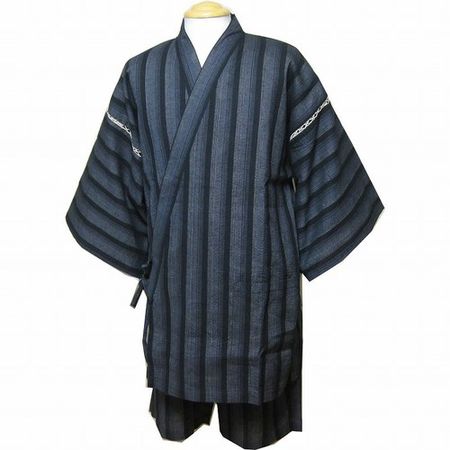 Shijira-woven Jinbei, Gray Stripe, LL