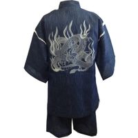 Shijira-ori Jinbei, Dragon, Black, LL