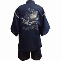Seersucker Jinbei, Koi, Navy, LL