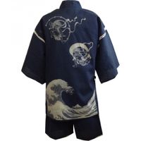 Shijira Weave Jinbei - Fujin & Raijin Waves (Navy), LL