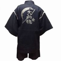 Shijira-ori Jinbei "Yamato Spirit & Katana" (Gray) - Size LL (XL)