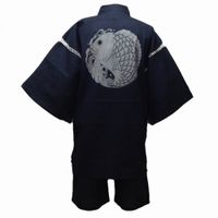 Shijira Weave Discharge-Printed Jinbei, Sea Bream, Gray, XL