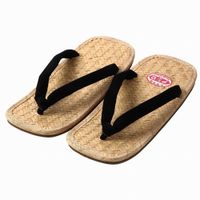 Natural Ajiro-Woven Setta Sandals (Black) with Tsumugi A Straps - LL (26.5–27.5 cm)
