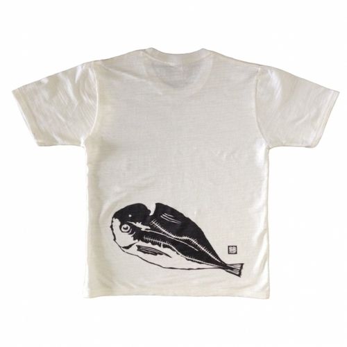 Open Men's T-shirt fish print, horse mackerel (white) M