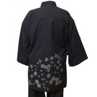 Premium Tsumugi-Weave Samue, Cherry Blossom, Black, M