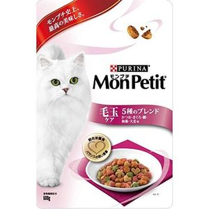 Monpuchi bag adult cats for Hairball Care 5 kinds of blended bonito, tuna, sea bream, seaweed, barley taste 600g