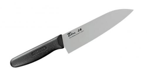 FOREVER Silver Titanium Hybrid Knife Santoku 180mm GHT-18