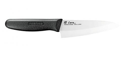 FOREVER Sakuracera Ultra-Smooth Ceramic Knife, White, Double-Edged, 120mm, RW-12B